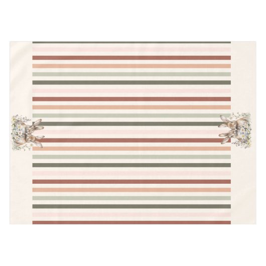Stripter Pastel Bunny Border Spring Tischdecke (Vorderseite (Horizontal))