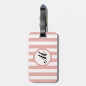 Stripter Streifen Rosa weißes Monogramm Gepäckstüc Gepäckanhänger (Rückseite vertikal)