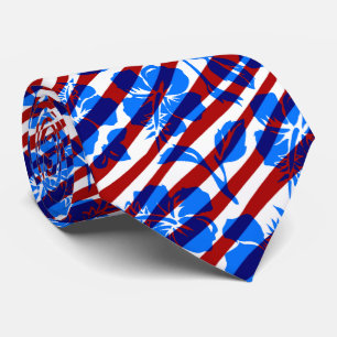 Stripter Vintager hawaiianischer Hibiskus Zweiseit Krawatte