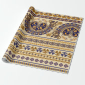 Striptes ägyptisches nahtloses Muster. Blütenfarbe Geschenkpapier (Ungerollt)