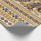 Striptes ägyptisches nahtloses Muster. Blütenfarbe Geschenkpapier (Ecke)