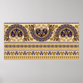 Striptes ägyptisches nahtloses Muster. Blütenfarbe Poster (Vorne)