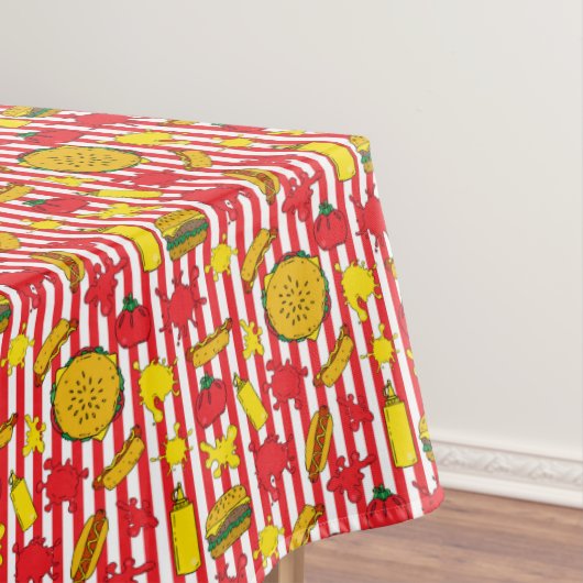 Striptes Baseball Ballpark Hot Dogs Burgers Muster Tischdecke (Beispiel)