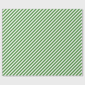 Striptes Diagonal Holiday Simple Green White Geschenkpapier (Flach)
