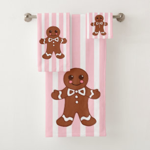 Striptes Gingerbrot Badetuch Set