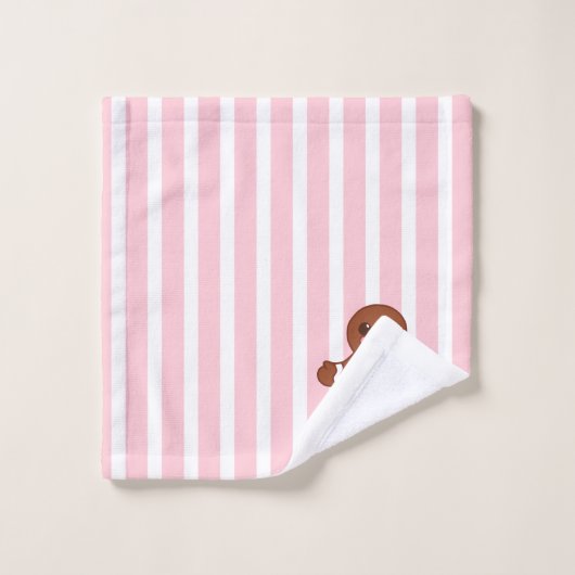 Striptes Gingerbrot Badetuch Set (Waschlappen)