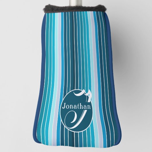 Striptes Golfing Accessoire Personalisiert Blue Golf Headcover (Rotieren 90)