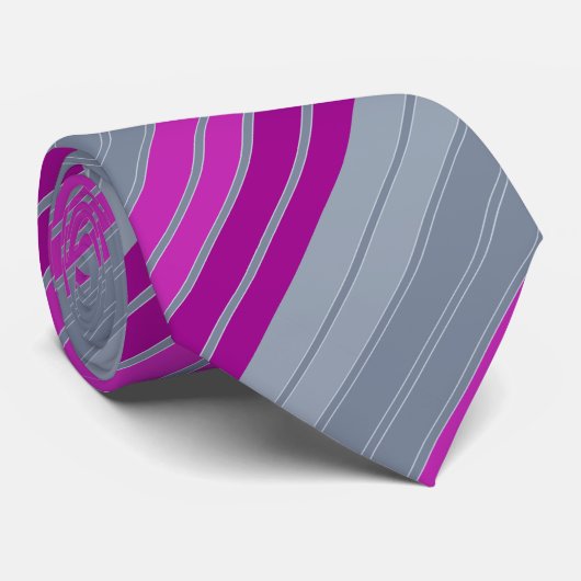 Striptes graues lila Modemuster Krawatte (Gerollt)