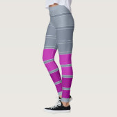 Striptes graues lila Modemuster Leggings (Links)