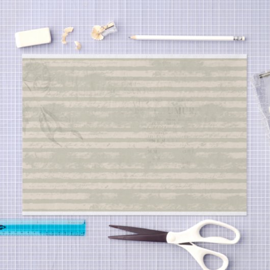 Striptes Grunge Green und Elfenbeingewebe Seidenpapier (Handwerk)