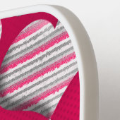 Striptes Herz Hot Pink Fun Muster Wildes Design Pickleball Schläger (Linke Seite)