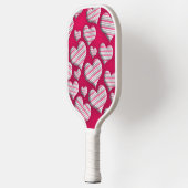 Striptes Herz Hot Pink Fun Muster Wildes Design Pickleball Schläger (Links)