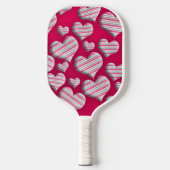 Striptes Herz Hot Pink Fun Muster Wildes Design Pickleball Schläger (Vorderseite)