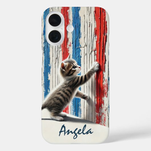 Striptes Kätzchen, Streifenwand Case-Mate iPhone Hülle (Rückseite)