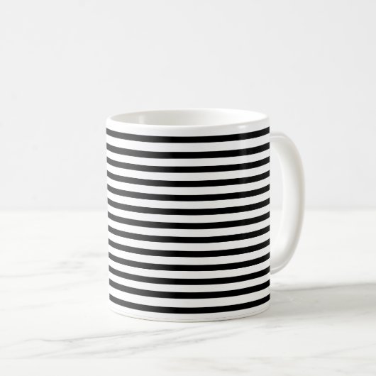 Striptes modernes Schwarzweißmuster Kaffeetasse (VorderseiteRechts)