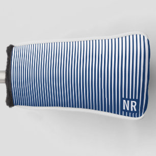Striptes Navy Blue & White Moderne Abstrakte Custo Golf Headcover