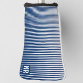 Striptes Navy Blue & White Moderne Abstrakte Custo Golf Headcover (Rotieren 90)