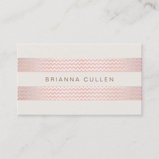 Striptes Pfirsichrosa Trendy Zickzack Elegant Chic Visitenkarte (Vorderseite)