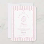 Striptes Rosa, Whimsikaler Bow, Geburtstag Einladung (Vorderseite)