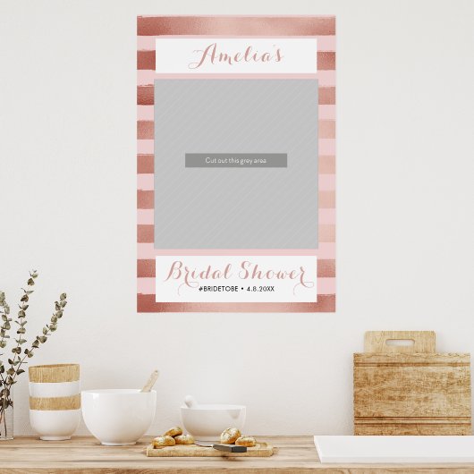 Striptes Rose Gold Foto Stand Prop Poster (Küche)