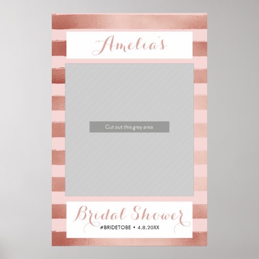 Striptes Rose Gold Foto Stand Prop Poster (Vorne)