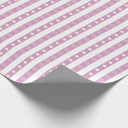 Striptes Star Pattern rosa Wrapping Paper Roll Geschenkpapier (Ecke)