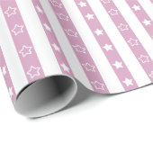 Striptes Star Pattern rosa Wrapping Paper Roll Geschenkpapier (Rolleneckpunkt)