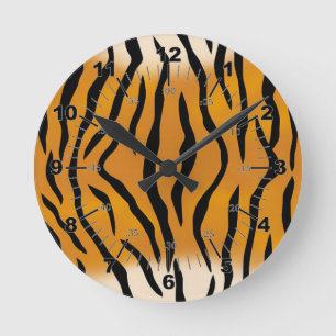 Striptes Tigermuster Runde Wanduhr