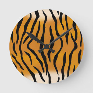 Striptes Tigermuster Runde Wanduhr