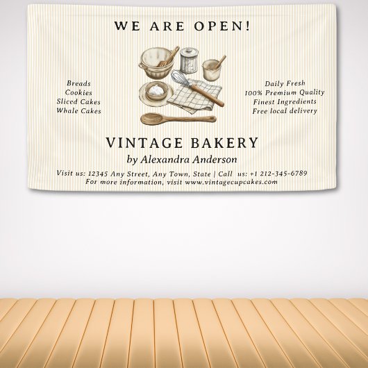 Striptes Vintages Kochgeschirr Banner