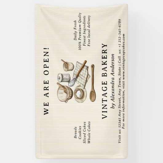 Striptes Vintages Kochgeschirr Banner (Vertikal)