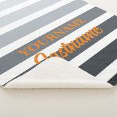 Striptes Weiß Grau und Orange Personalisiert Sherpadecke (3/4)