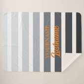 Striptes Weiß Grau und Orange Personalisiert Sherpadecke (Vorderseite (Horizontal))
