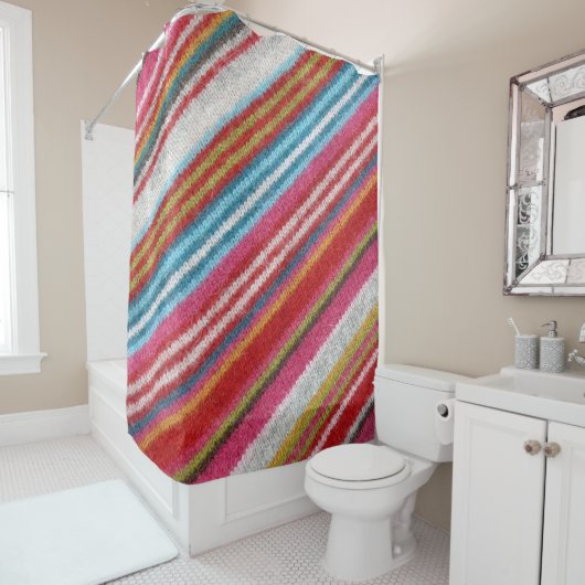 Striptes Wollgewebe: gemütlich, stilvoll Duschvorhang (Beispiel)