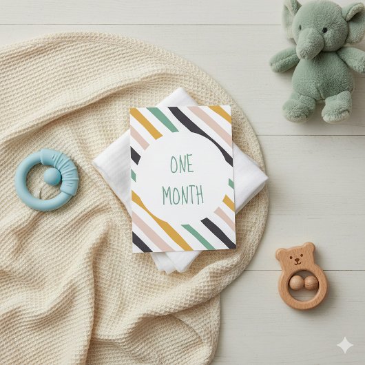 Stripy Baby Milestone Cards Einladung