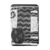 Stripy Black and White Cat Illustration Badematte (Vorderseite Vertikal)