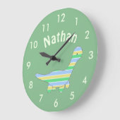 Stripy Dinosaur Große Wanduhr (Winkel)