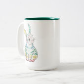 Stripy Kaninchen-Tasse Zweifarbige Tasse (Vorderseite Links)