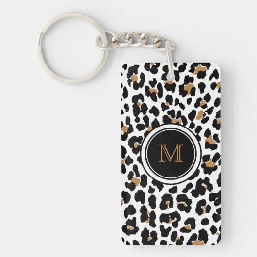 Striylischer Monogram Leopard Print Acryl Schlüsse Schlüsselanhänger (Vorderseite)