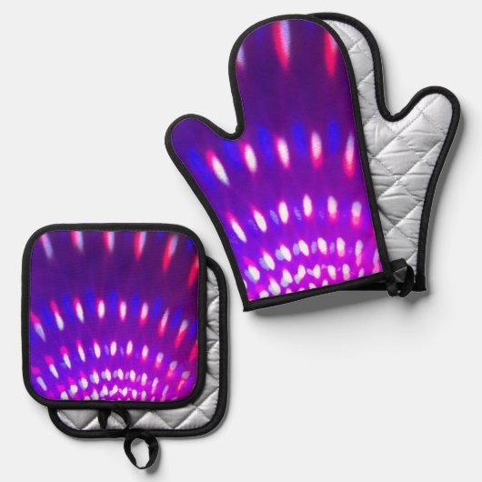 Strobe Light Design Oven Mitt & Pot Holder Set (Vorderseite/Rückseite)