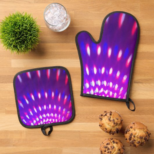Strobe Light Design Oven Mitt & Pot Holder Set (Oben Unten)