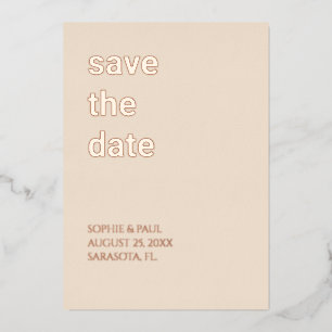 Stroh-Beige Save-the-Date Rose Gold Folieneinladung