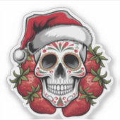 strohbedeckter Santa Day of the Dead Aufkleber (Vorderseite)