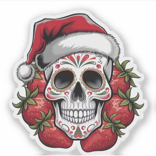 strohbedeckter Santa Day of the Dead Aufkleber (Vorderseite)