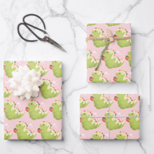 Strohbeer-Matcha-Dinosaurier  Geschenkpapier Set