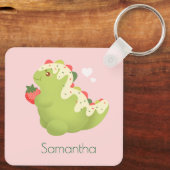 Strohbeer-Matcha-Dinosaurier Schlüsselanhänger (Rückseite)