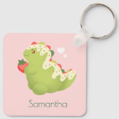 Strohbeer-Matcha-Dinosaurier Schlüsselanhänger (Rückseite)