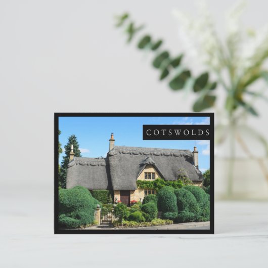 Strohdach-Hütte in der Cotswolds-schwarzen Karte (Stehend Vorderseite)