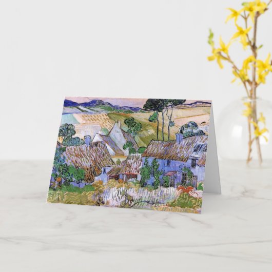 Strohdach-Hütten von Hill von Vincent van Gogh Karte (Gelbe Blume)