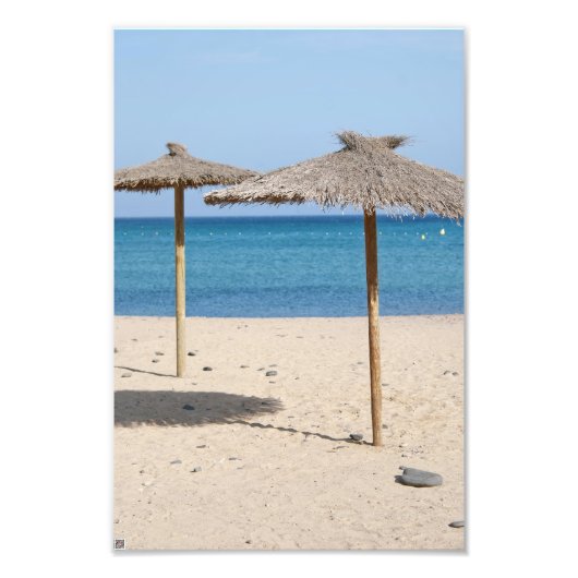 Strohdach-Strandsonnenschirme Fotodruck (Vorne)